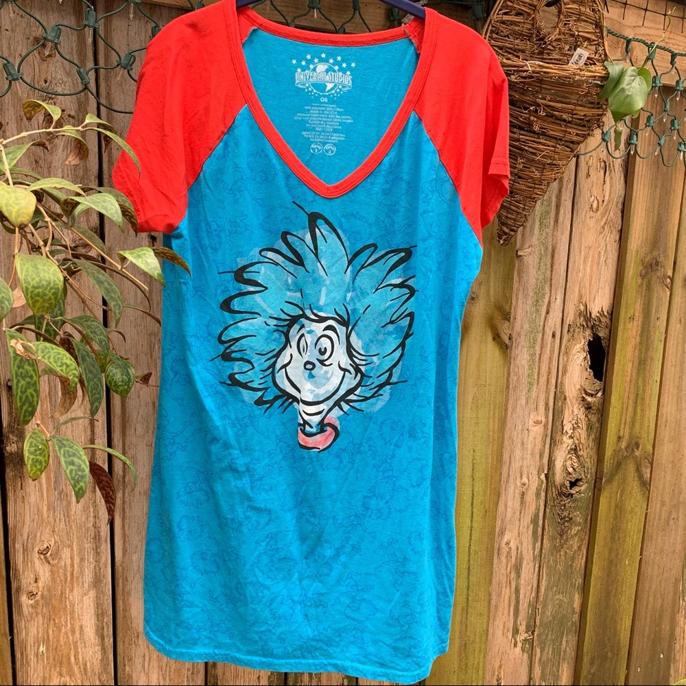 Dr Seuss By Universal Studios Size OS, made in USA, color blue & Red